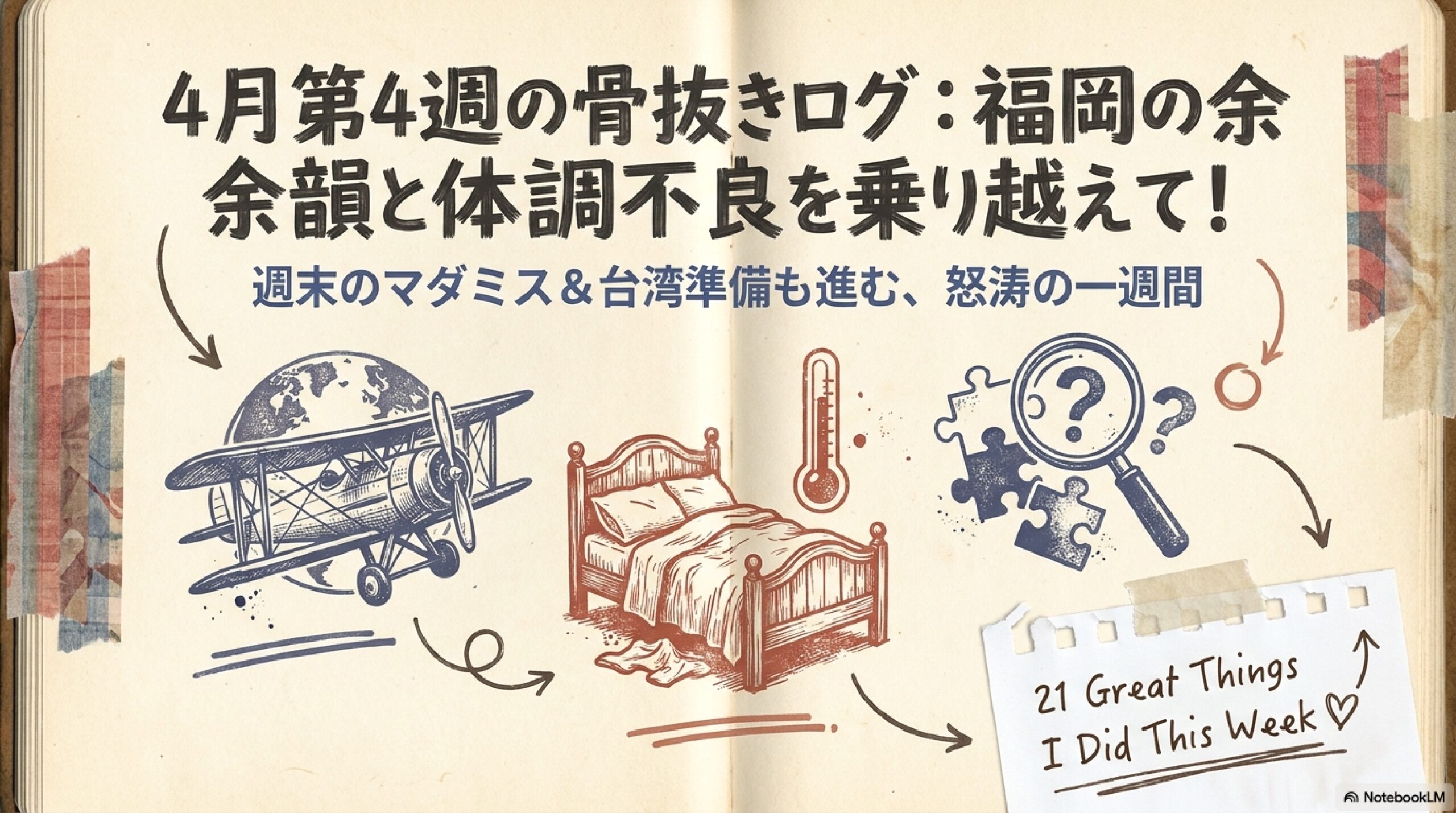 4月第4週:福岡の余韻と体調不良を乗り越えて！週末のマダミス＆台湾準備も進む一週間——今週の骨抜きログ